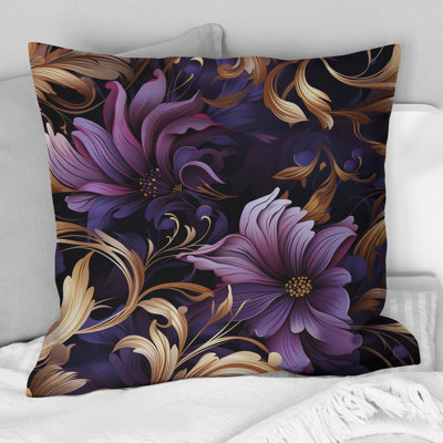 Purple floral throw pillows hotsell